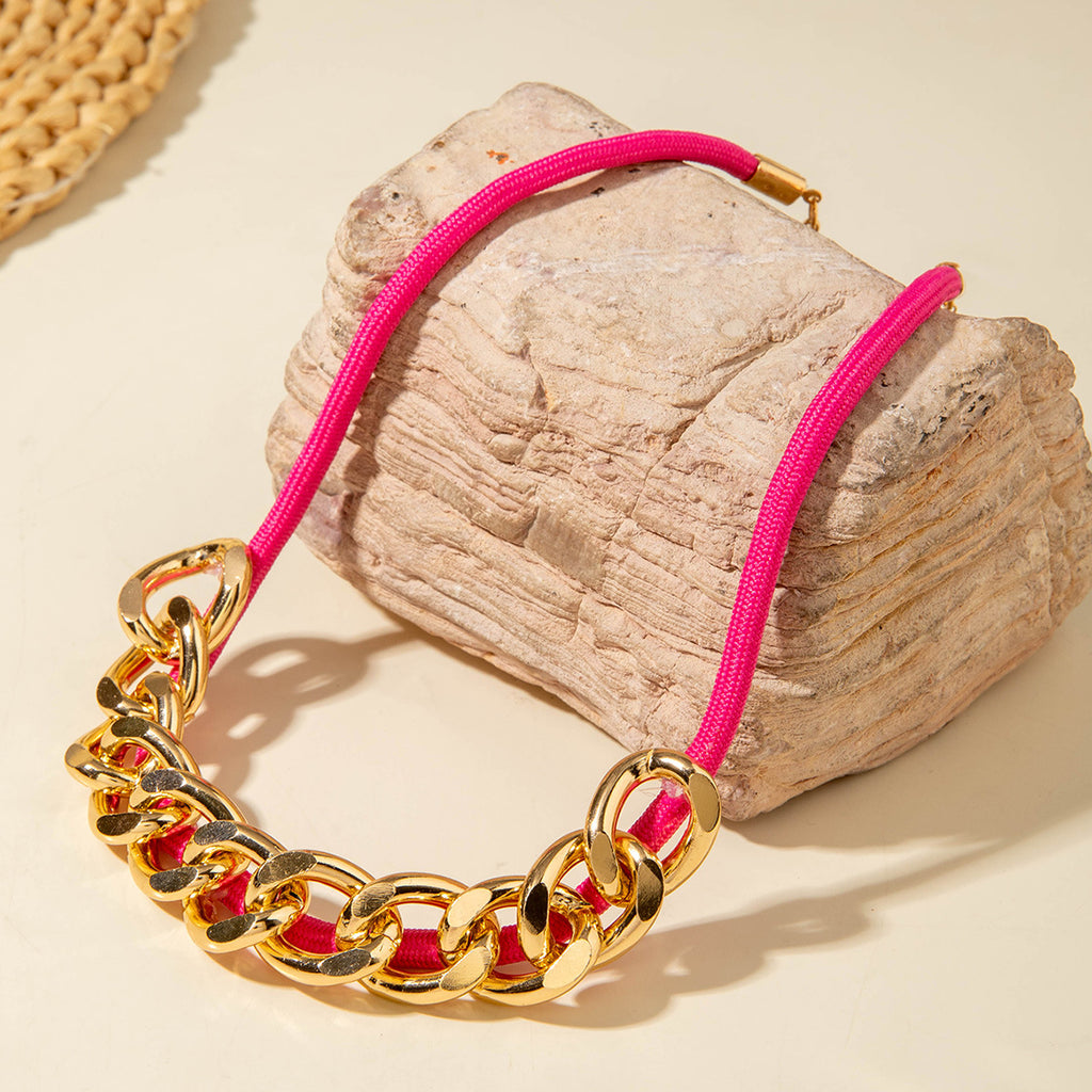 European and American Style Unique Knot Design Statement Necklace Drawstring Snake Chain Clavicle Chain Women's Simple Pendant Jewelry