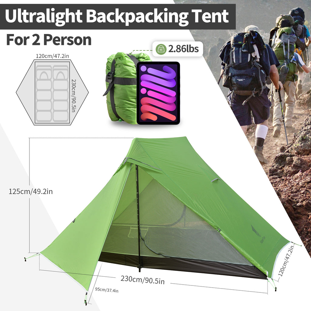 New Tent Outdoor Double Portable Lightweight Mountaineering Outdoor Hiking Waterproof Silicone Coated Camping Lightweight Waterproof