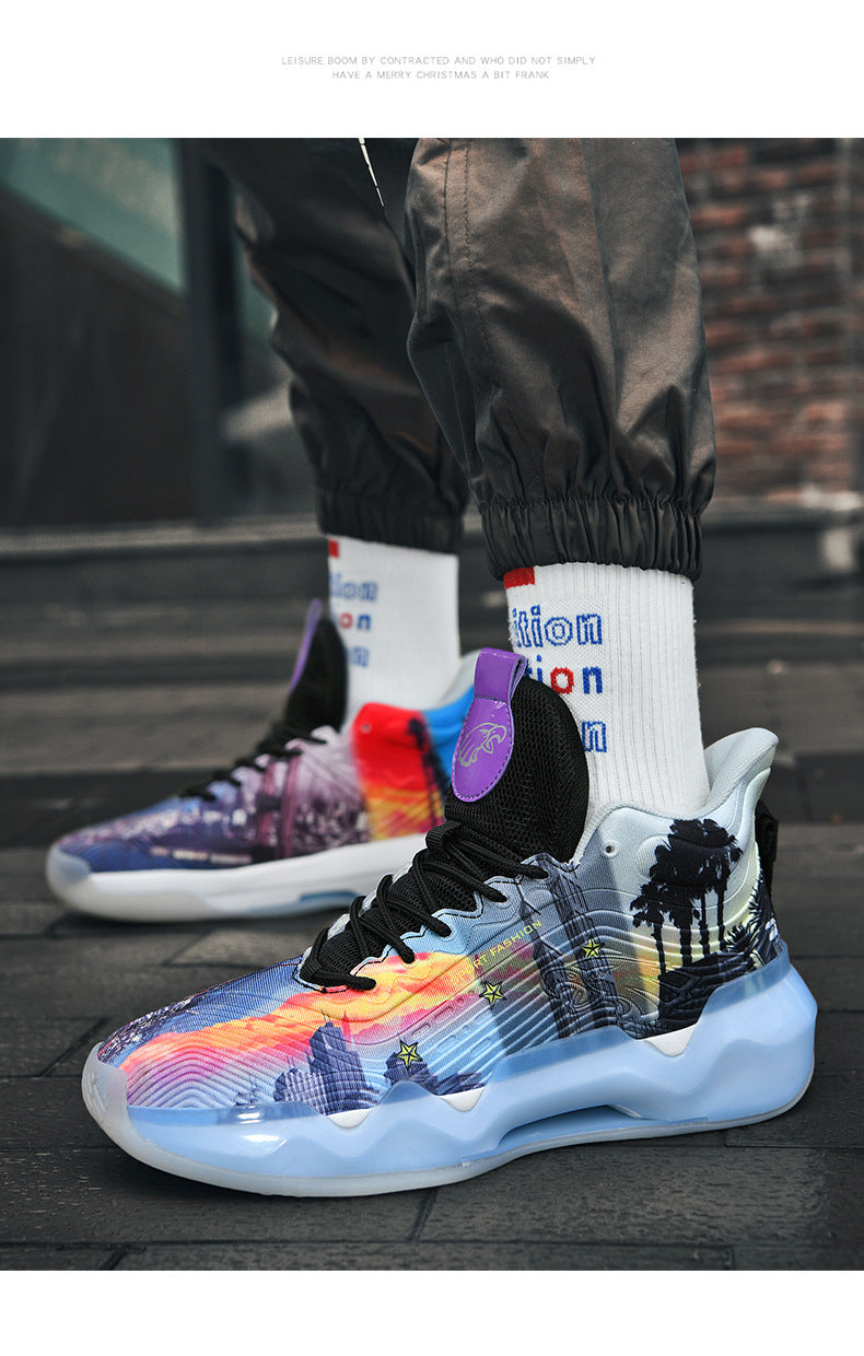 2025New Fashion Rubber Sole Sports Trendy Shoes for Teenagers, Personalized Professional High-Top Wear-Resistant Basketball Shoes