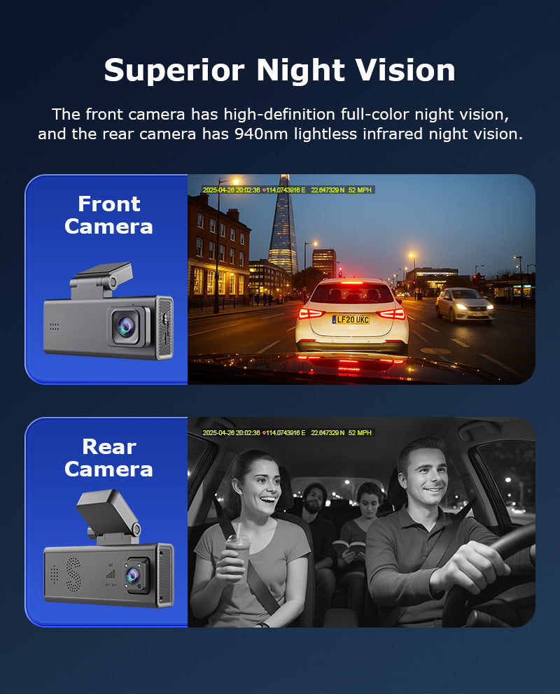 Factory Private Model600Wan Gaoqing4G Double Lens GPS Positioning Vehicle Parking Monitoring Camera Recorder