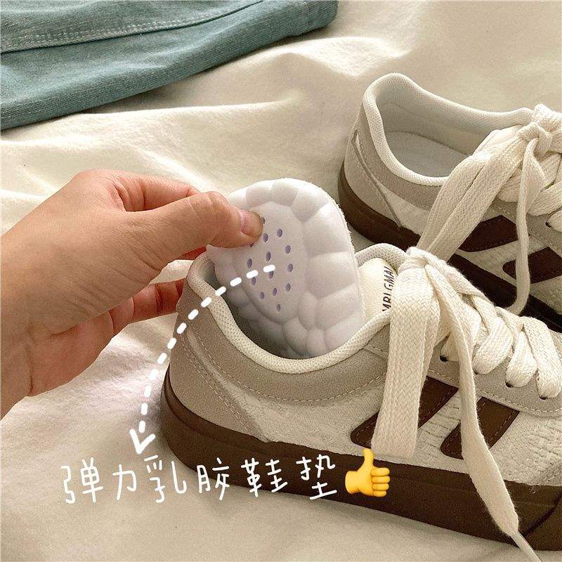 Casual Knitting~Sweet Niche Canvas Shoes for Women, Breathable and Versatile for Spring INS Casual Thick-Soled White Sneakers Trendy