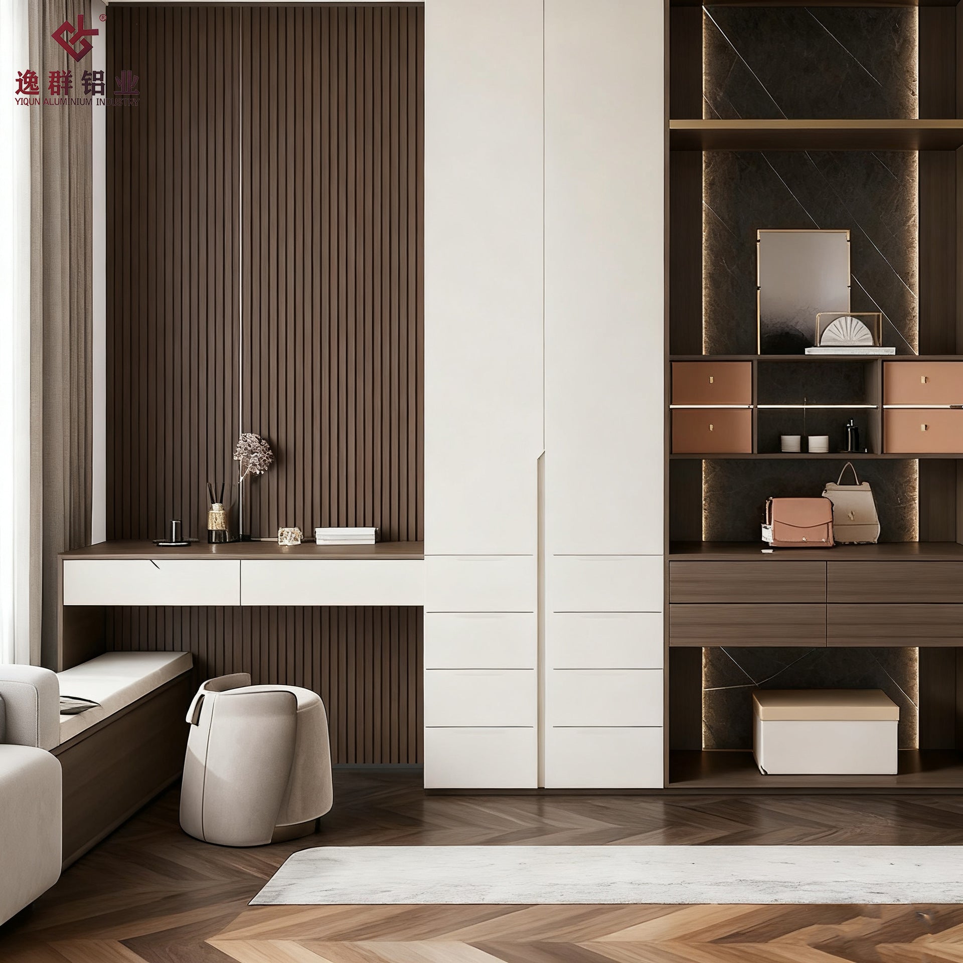 Custom Whole House Wardrobe Aluminum Alloy Modern Simple Home Bedroom Storage Integrated Cabinet Overall Floor-standing Manufacturer