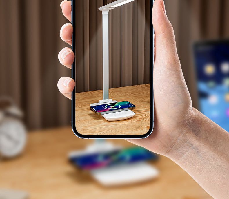 Factory Wholesale LED Smart Folding Desk Lamp Three Color Temperature Mobile Phone Wireless Charging Lighting Lamp Reading Eye Protection Lamp