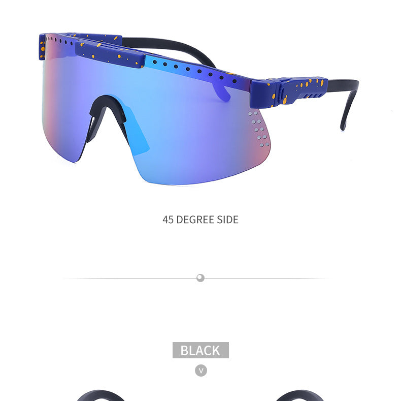 European and American Colorful Sunglasses Outdoor Cycling Windproof Sunglasses Men and Women One-piece Lens Sports Anti-ultraviolet Glasses