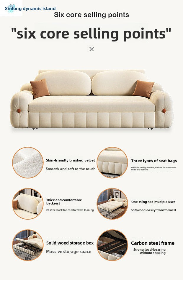 New Velvet Sofa Bed Two-in-One Multi-Functional Pull-Out Foldable Storage Small Apartment Balcony New Model