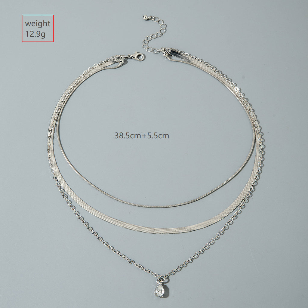 European and American Fashion Collarbone Chain Round Pendant Tassel Multi-layer Stacking Necklace Layered One-word Necklace3Set
