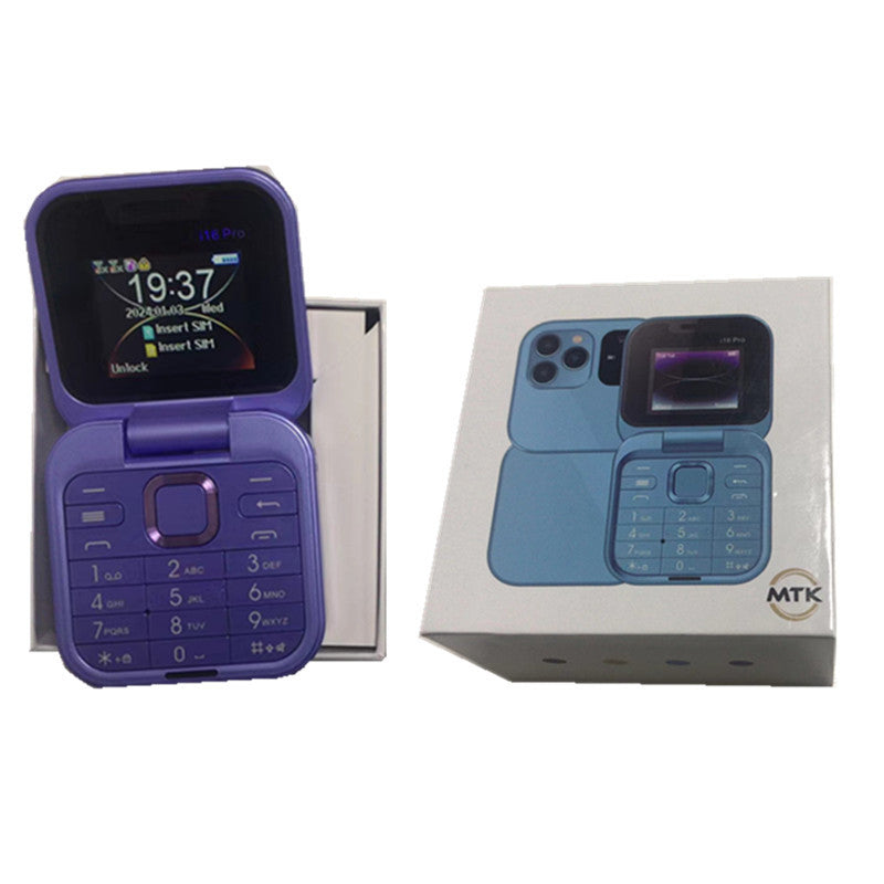 New i16pro Flip mini Mobile Phone i17pro Button Elderly Phone Dual SIM2G Foreign Language