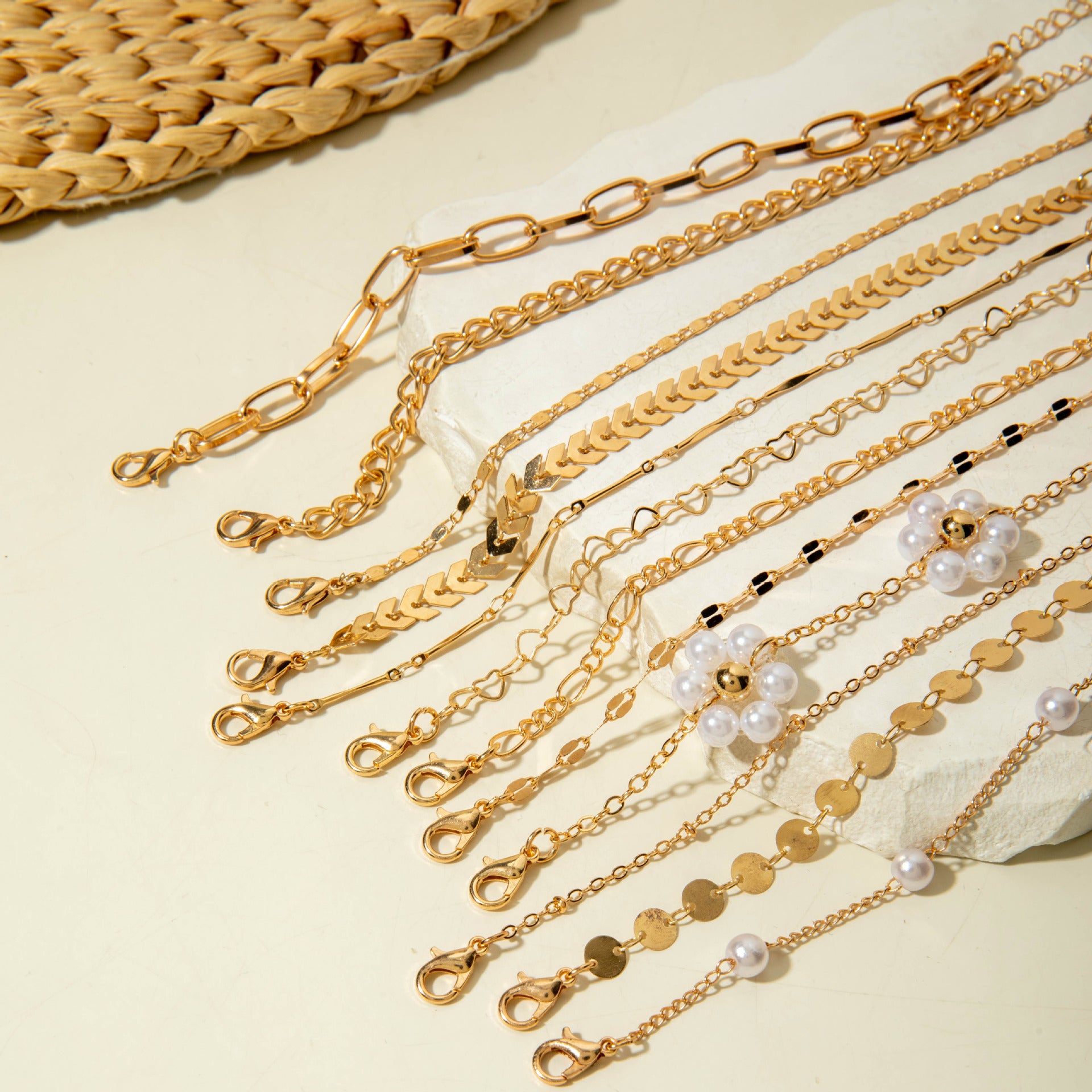 Fashionable Versatile Bracelet with Rhinestones and Imitation Pearl Set Ornament Wholesale Bracelets