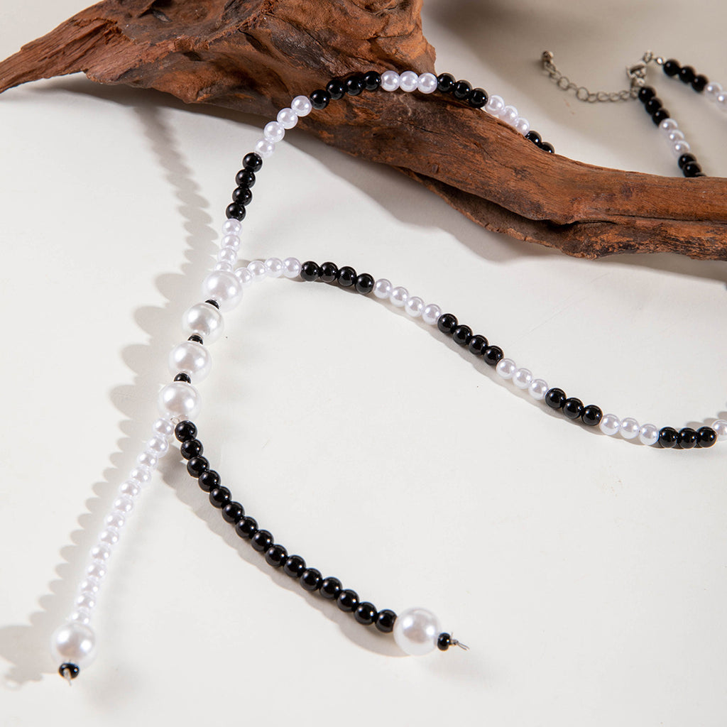 Simple Colorful Beaded Tassel y Chain Necklace Elegant Versatile Diamond-Studded Sweater Chain Jewelry