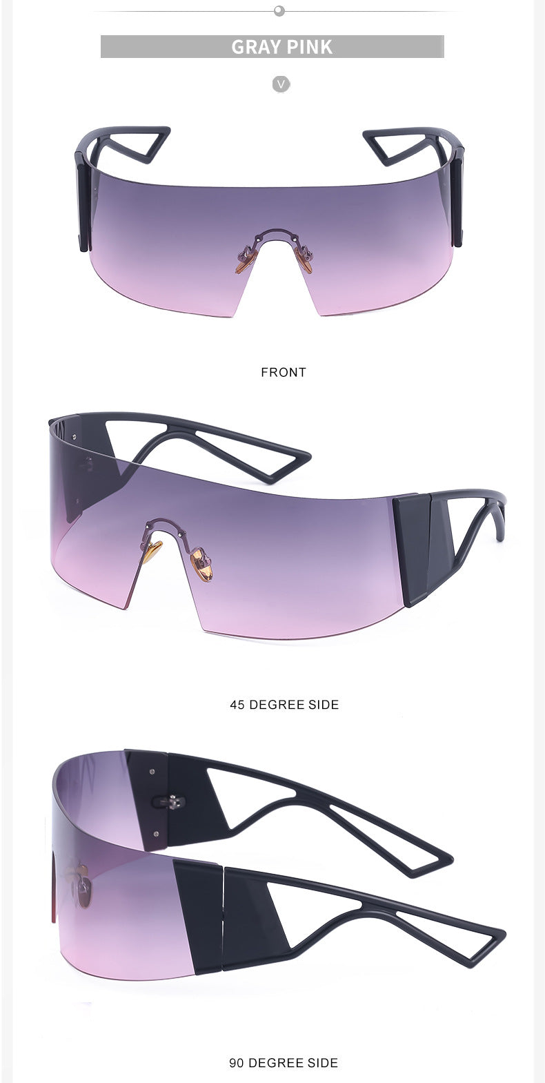 Outdoor Sports Cycling Glasses for Women, Colorful Integrated Windproof Sunglasses, Trendy European and American Style, Large Frame Sunshade and Sun Protection Sunglasses