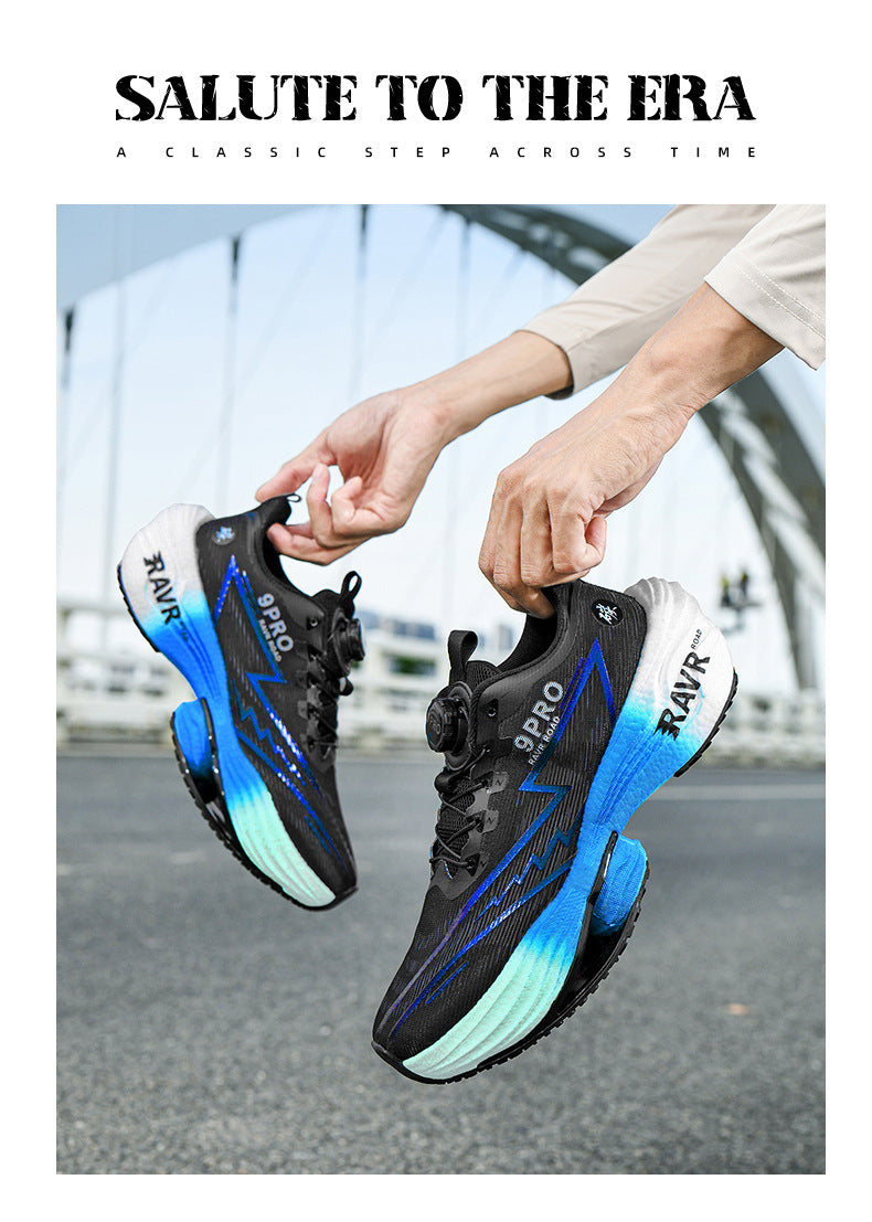 2025Autumn Winter Casual Fashion Double Mesh Knob Buckle Sneakers Super High Elastic Soft Sole Carbon Plate Anti-Slip Running Shoes