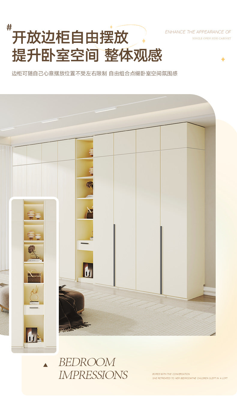 Solid Wood European Pine Board One-Door to Ceiling Ultra-High Combination Wardrobe Simple Modern2.5/2.6/2.7/2.8/3.0m Rice