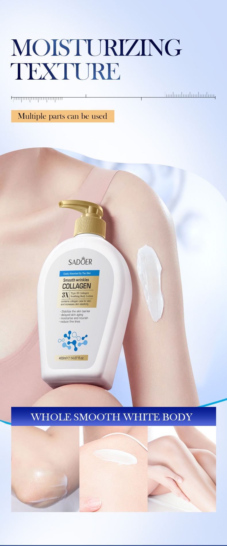 Type III Collagen Body Lotion SADOER Autumn and winter moisturizing body lotion cross-border foreign trade wholesale
