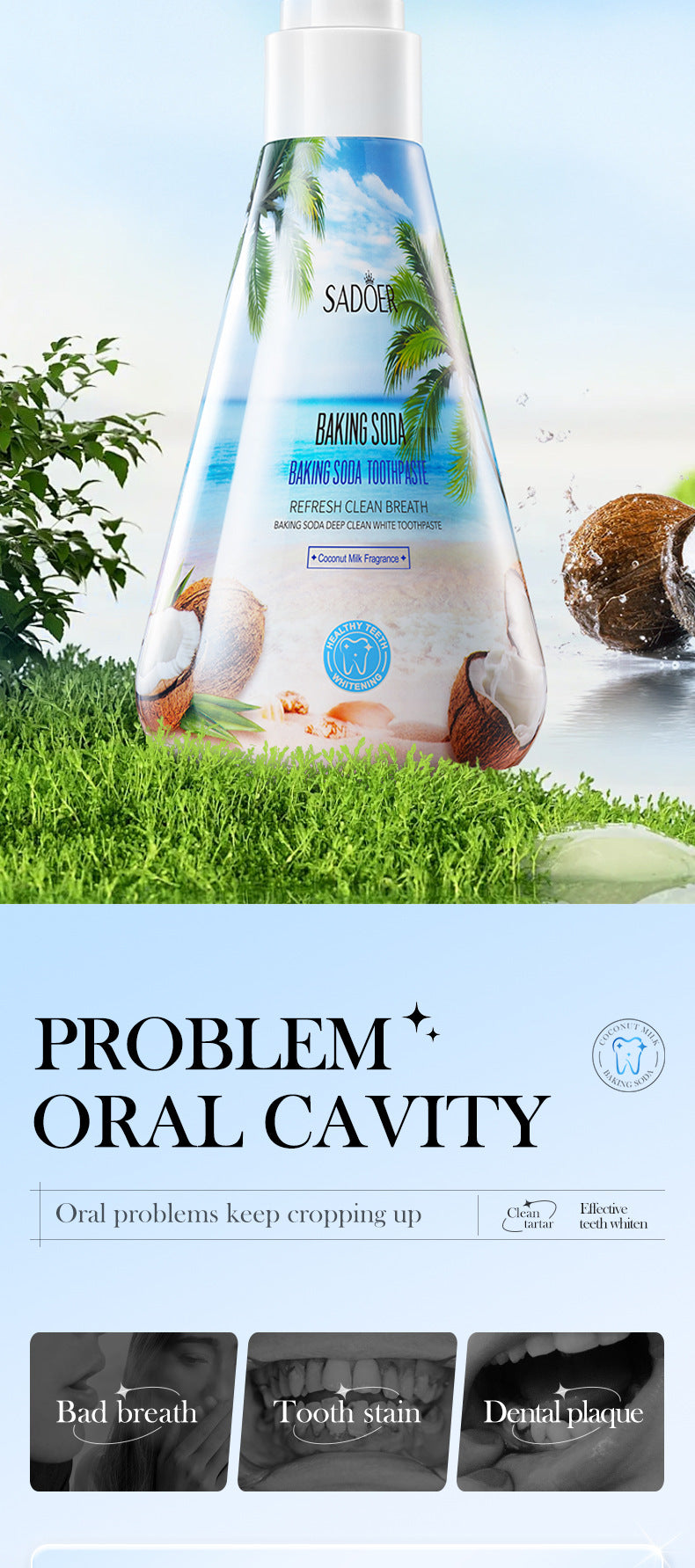 All English Toothpaste220gSADOER Niacinamide Probiotic Cleansing Stain Removal Oral Freshening  Wholesale