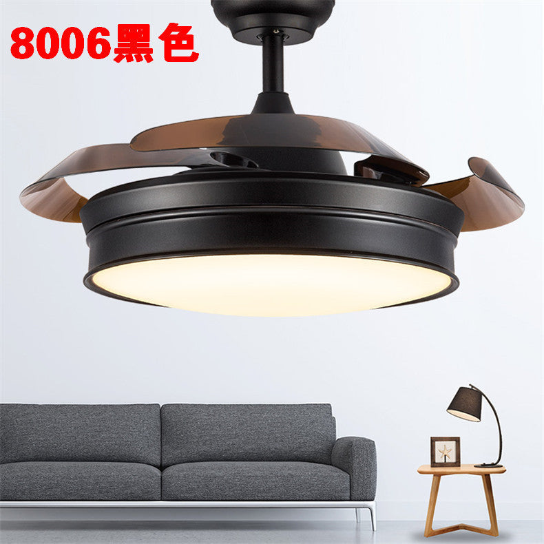 Invisible Fan Light Remote Control led Fan Chandelier Home Electric Fan Lamp scandinavian Iron Restaurant Lamp Crystal Ceiling Fan Lamp