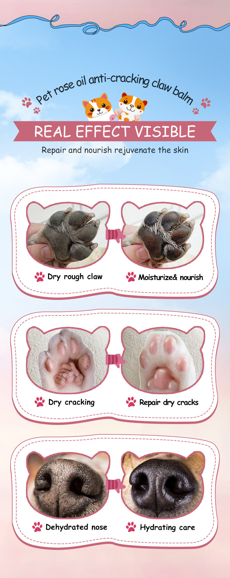 Pet Paw Balm EXGYAN Rose Flower Oil Anti-Dry Crack Paw Hand Cream Cross-Border Foreign Trade Wholesale