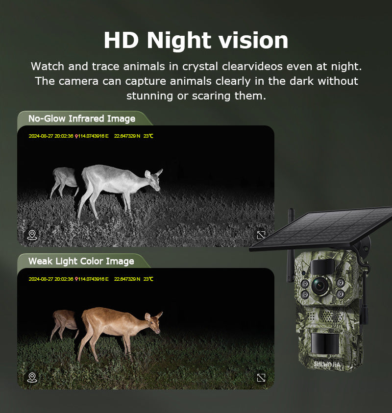 North and South America4G Solar Camera Black Light Full Color Night Vision Outdoor Forest AI Animal Recognition Machine