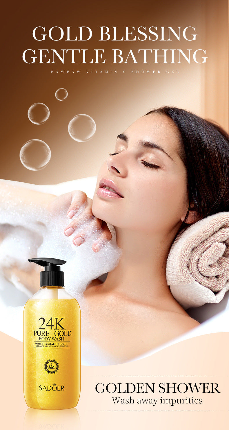 24K Gold Shower Gel500ml SADOER Cleansing and Moisturizing Fragrance Body Wash Cross-Border Wholesale