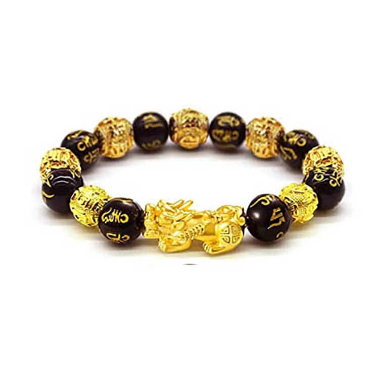 Vietnam Sand Gold Pixiu Bracelet for Men and Women Imitation3D Hard pure gold99Obsidian Wealth-Attracting Pichu Buddha Bead Jewelry Long-Lasting Color