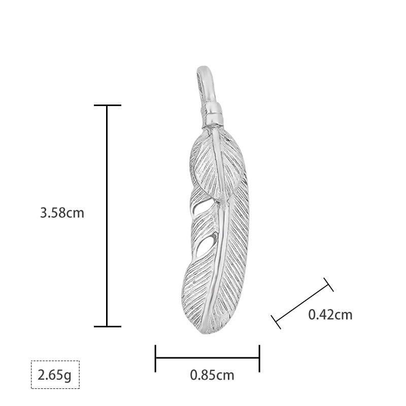 Stainless Steel Feather Pendant Men's Trendy Hip-Hop Summer Retro Niche Necklace Titanium Steel Accessories Factory Wholesale
