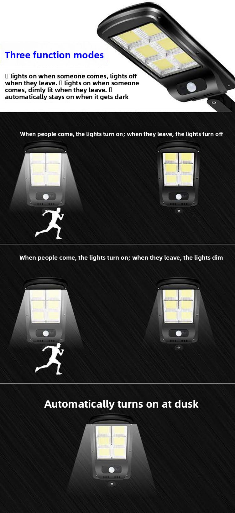 Specially designed for outdoor use120COB Solar Human Body Sensing Street Light Outdoor Waterproof Wall Light LED Garden lamp