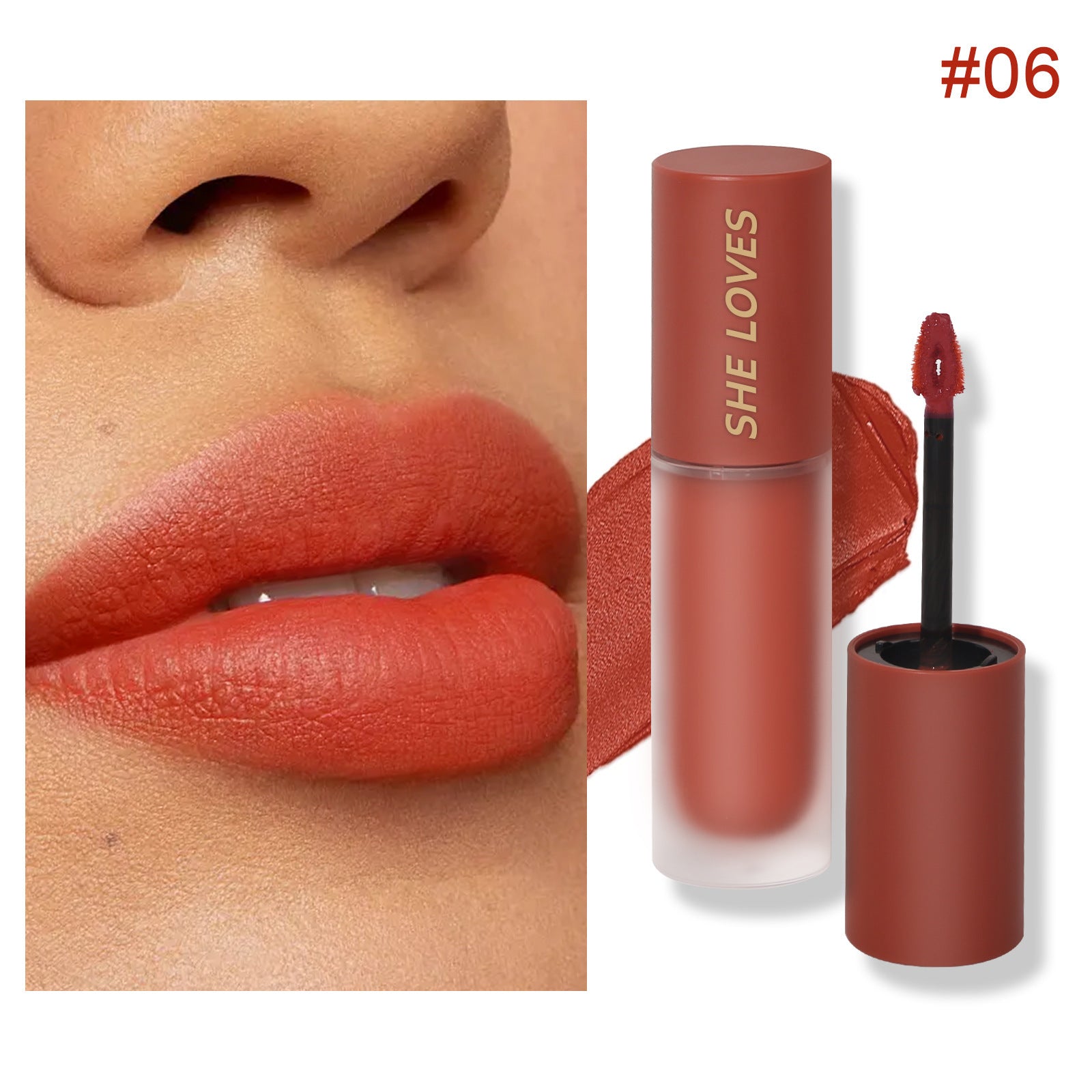 SHELOVES Light Mist Matte Lip Gloss10Color Non-Stick Cup Matte Lip Mud Liquid Lipstick