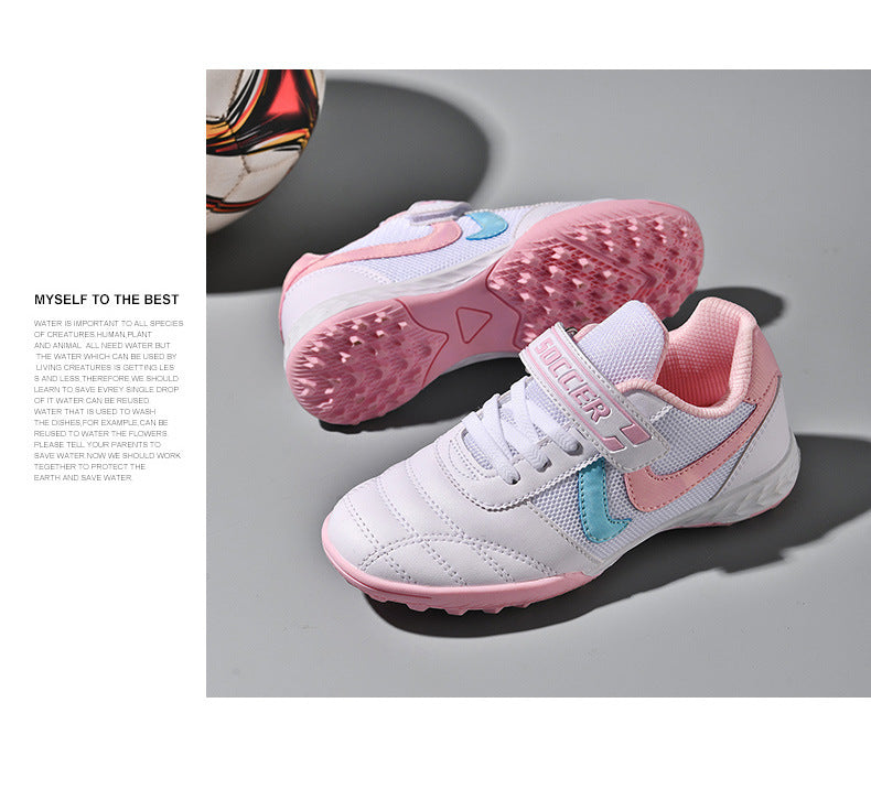 New football shoes for men and women with Velcro for children TF Broken Nail Style Youth Student Grassland Flat Training Shoes