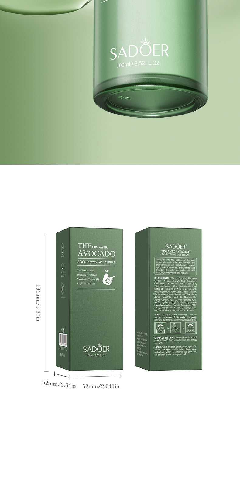 Avocado Niacinamide Brightening Essence SADOER Moisturizing Essence Cross-Border Wholesale