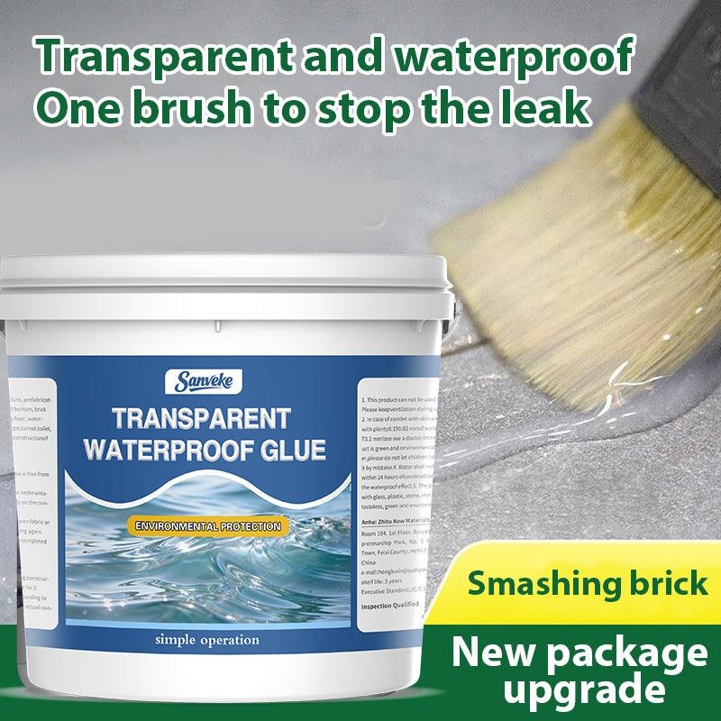 Transparent Waterproof Adhesive Coating for Interior and Exterior Walls, Roofs, Bathrooms, Windowsills, Leak Repair, Odorless, No Wall Damage