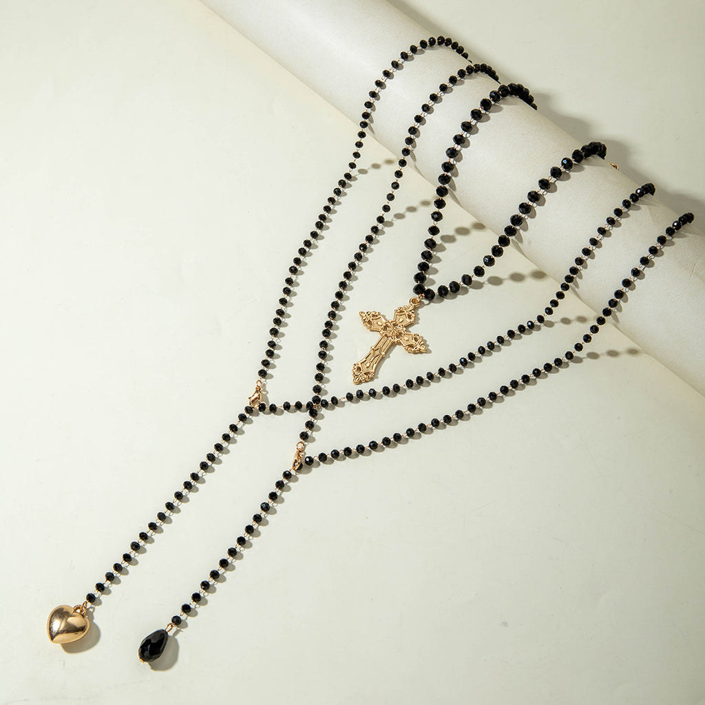 European and American Fashion Jewelry Beaded Tassel Double Layer Long Necklace Elegant Multi-layer Wear Y Type Necklace Ornament
