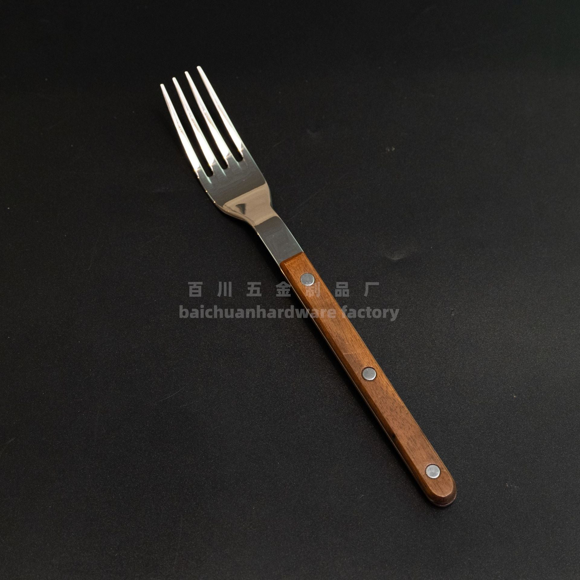 French Style Solid Wood Walnut Handle Western Cutlery Stainless Steel Knife Fork Spoon Wholesale Household Kitchen Western Restaurant