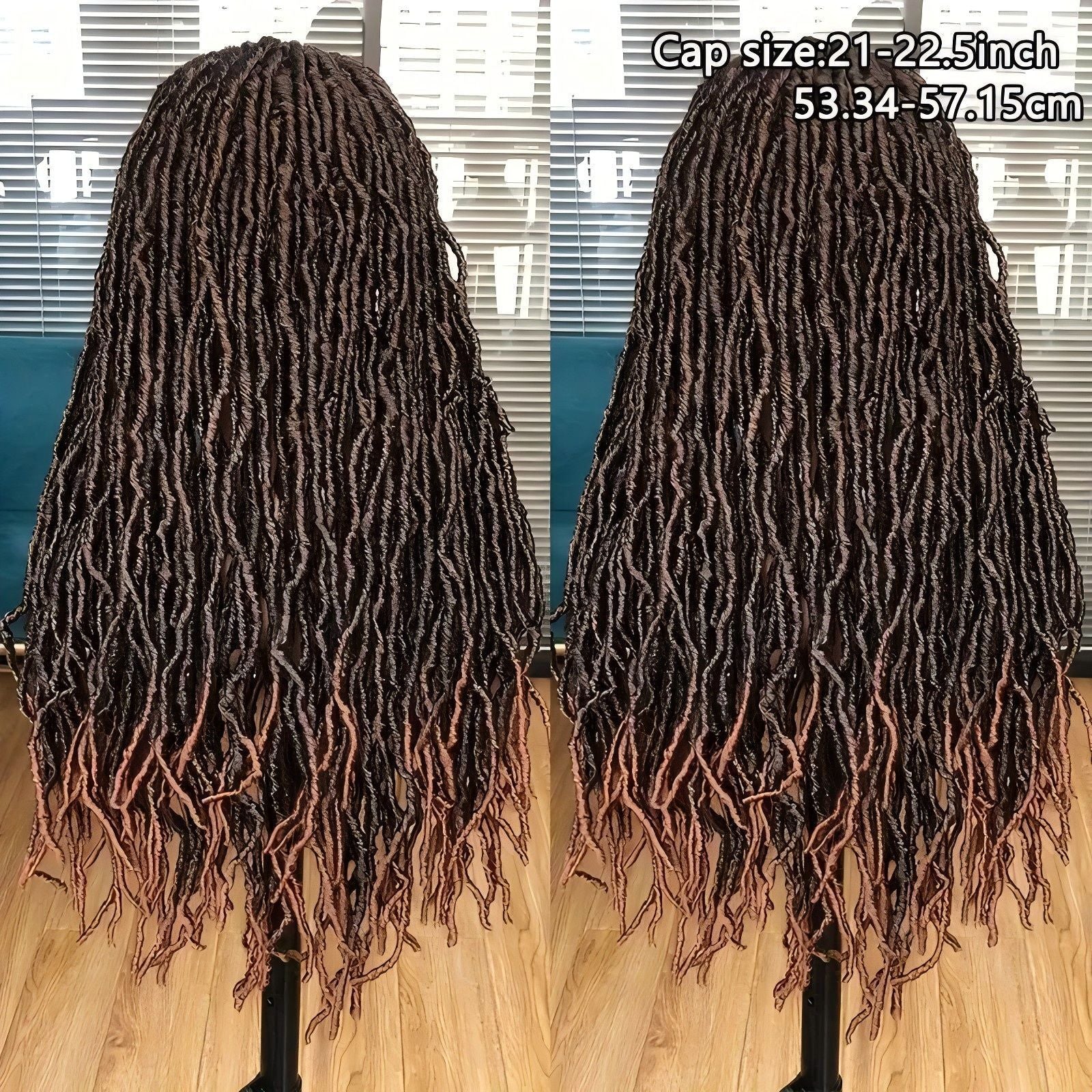 Foreign Trade Cross-Border European American African Wig Synthetic Full Lace Earthworm Curved Head Wig Faux Locs Full Lace