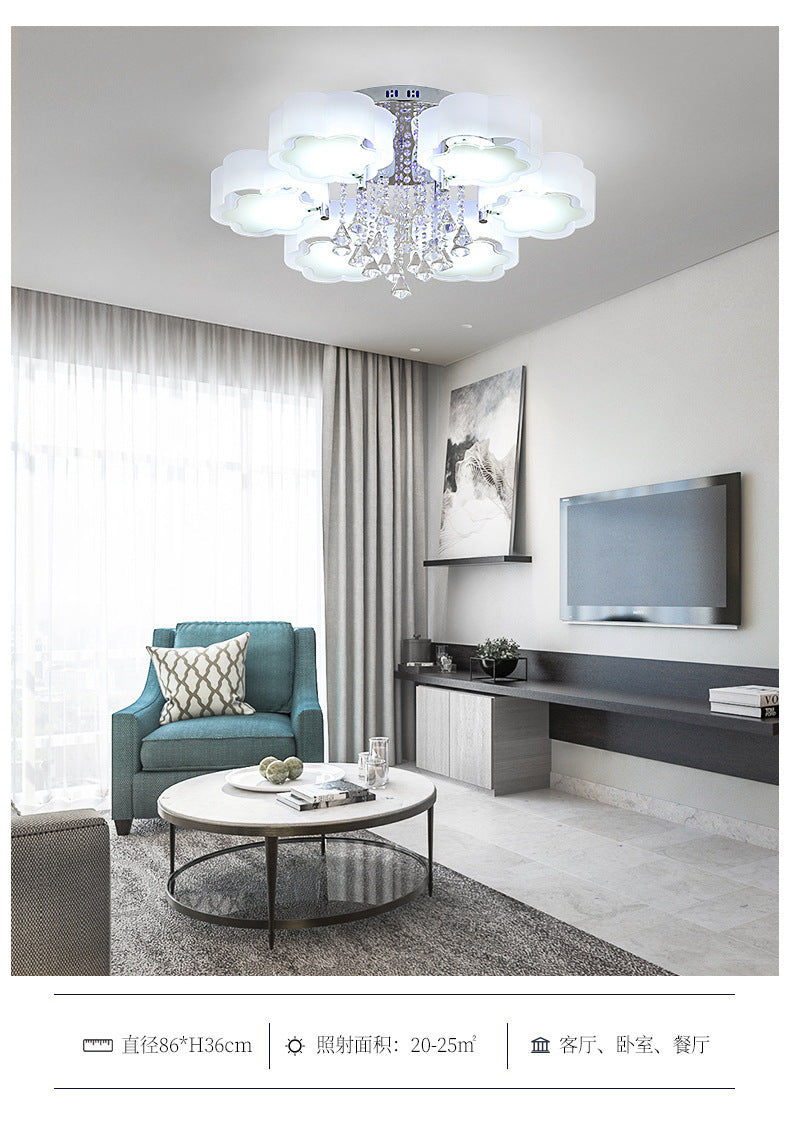 Living Room Lamp Crystal Lamp LED Ceiling Lamp Round Bedroom Lamp Simple Modern Elegant Home Dining Room Balcony Lighting