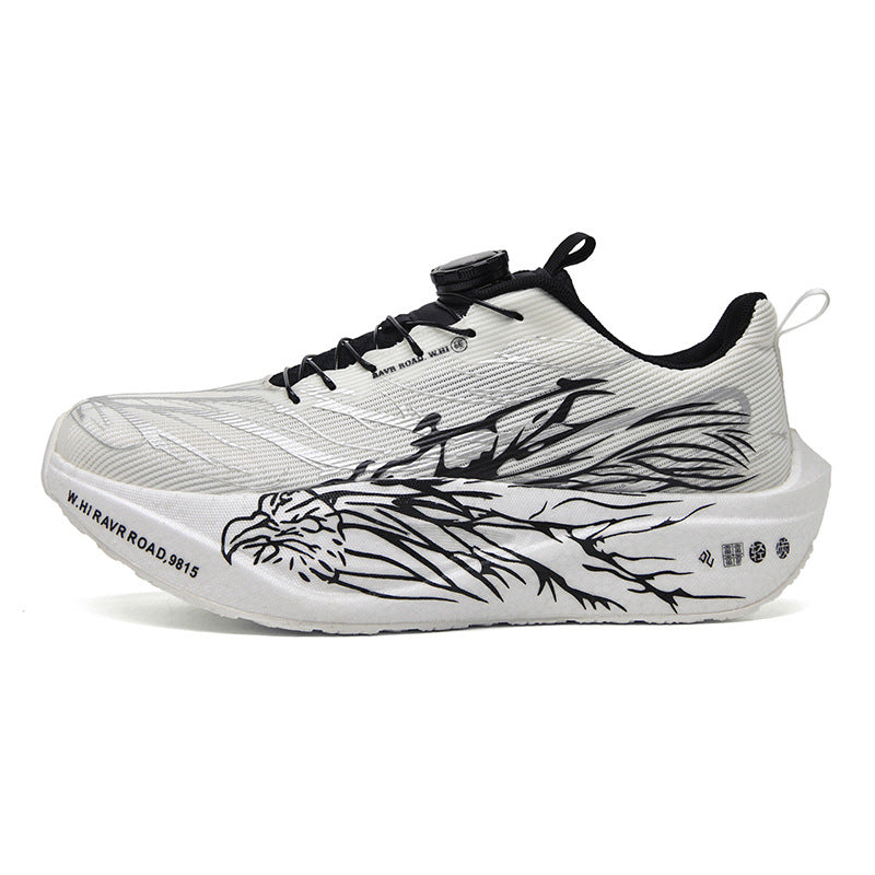 Casual Luminous Double Mesh Thickened Rotating Buckle Sports Shoes Parent-Child Real Carbon Plate Soft Sole Rebound Lightweight Comfortable Running Shoes