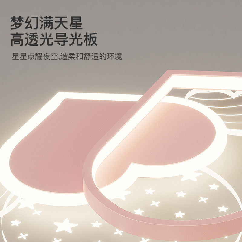 Cozy Eye Protection Bedroom Lamp led Simple Ceiling Light for Boys and Girls Princess Room Bedroom Creative Double Heart Lamp