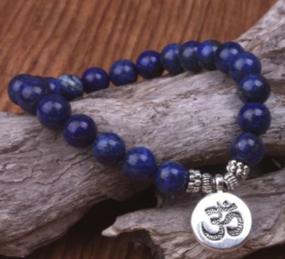 108Pink Quartz Bracelet Lotus Lucky Tree Pendant Labradorite Braided Bracelet Agate Tiger Eye Elastic Bracelet