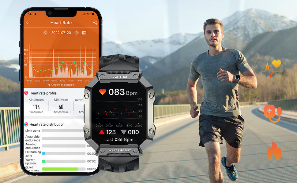 PG333Smart Watch2.01inch Bluetooth Call, Heart Rate Monitor, Pedometer, Sleep Tracker, Message Reminder, Waterproof, Shockproof, Dustproof Sports