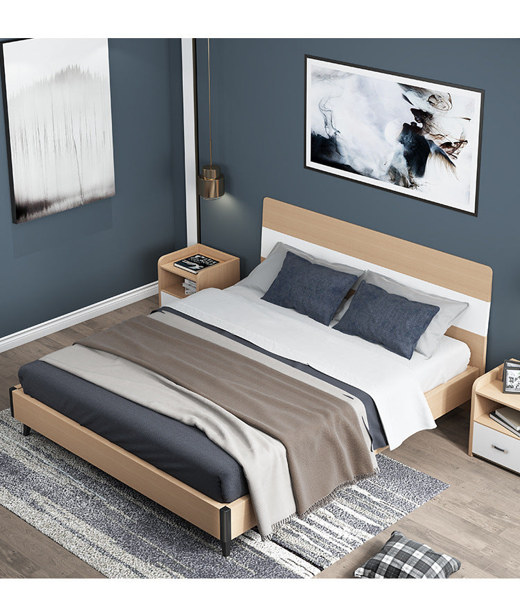 Modern Minimalist Small Apartment Master Bedroom Furniture Wedding Bed Hotel apartment B&B simple economical double bed