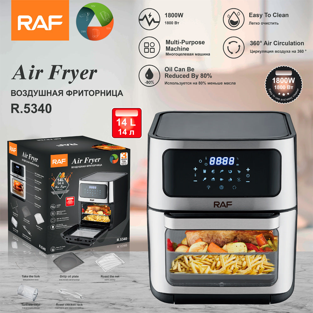 RAF European Standard Air Fryer14L Large-capacity multifunctional home electric fryer with visible smart touchscreen, oil-free