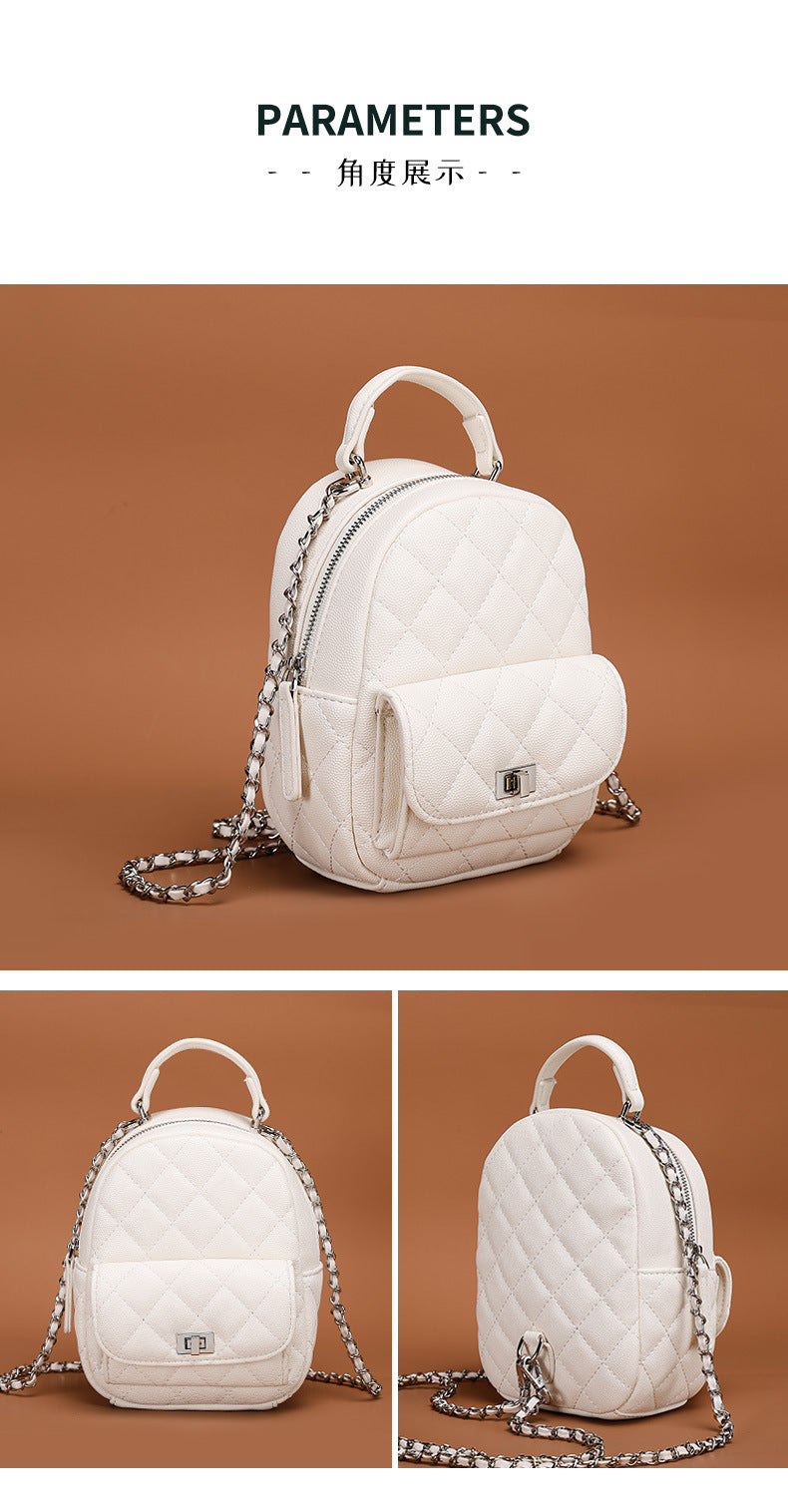 Chanel Style Quilted Chain Backpack New Simple Japanese and Korean Style Cute Mini Handbag for Women