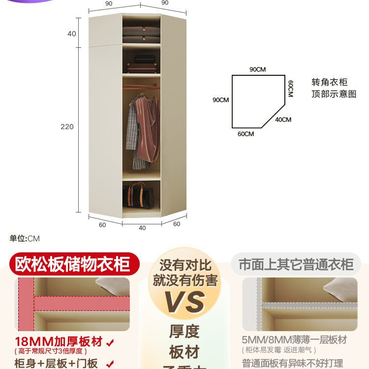 Modern Minimalist Sliding Door Wardrobe Corner Desk Integrated Combination Elevated Cabinet Top Master Bedroom Home Bedroom Wardrobe