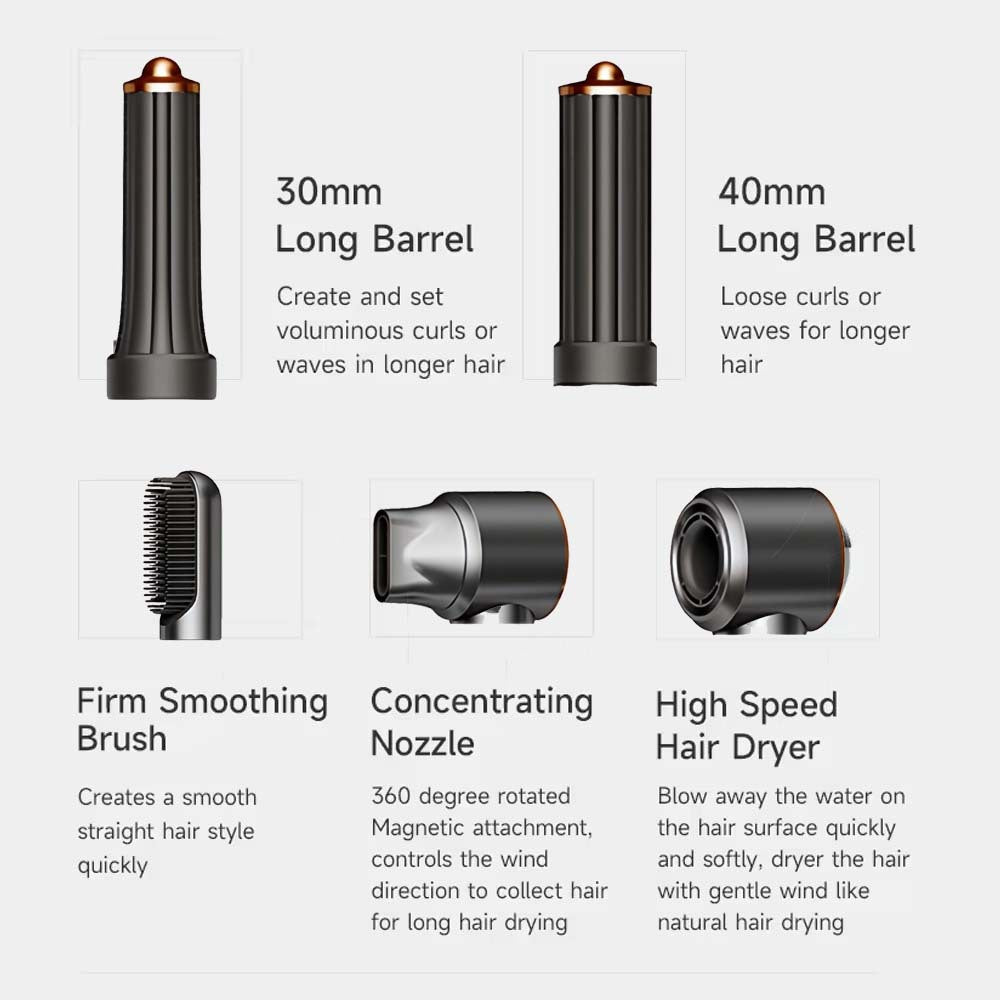 ФенMultifunctional 5-in-1 Hot Air Comb Curling Iron Styling High Power High Speed Hair Care Negative Ion Hair Dryer