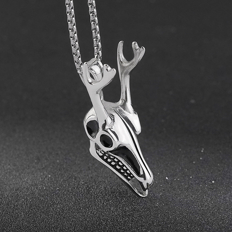 Hot Sale European and American Retro Punk Sheep Skull Stainless Steel Pendant Wholesale Accessories for Trendy Men's Rock Street Style