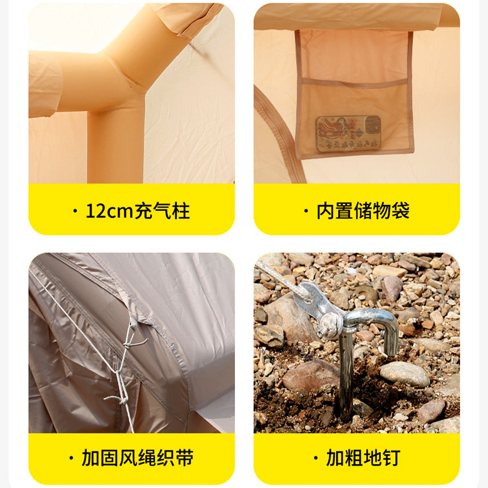 6㎡Camp Single Layer Inflatable Tent Outdoor Camping Rainproof Family Camping3-4Rooftop Tent for Camping and Home Use