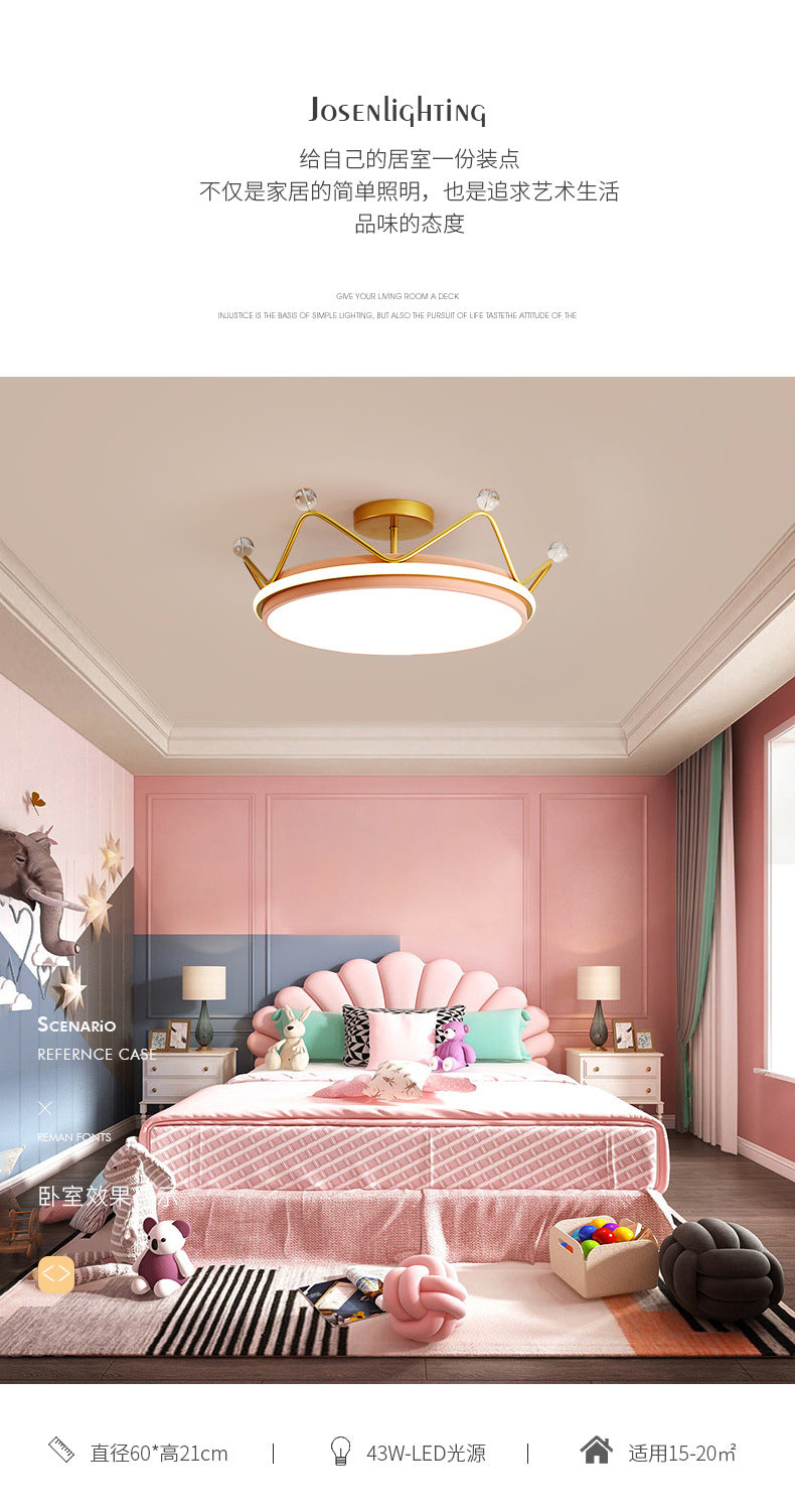 Children's Room Crown Ceiling Lamp led Room Bedroom Lamp Iron Art Boys Girls Energy-saving Eye Protection Cartoon Lamp Wholesale