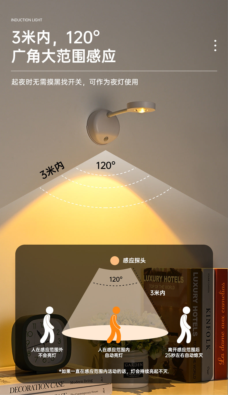 new indoor wireless wall light spotlight Charging led Intelligent Human Body Sensor Light Remote Control Picture Light