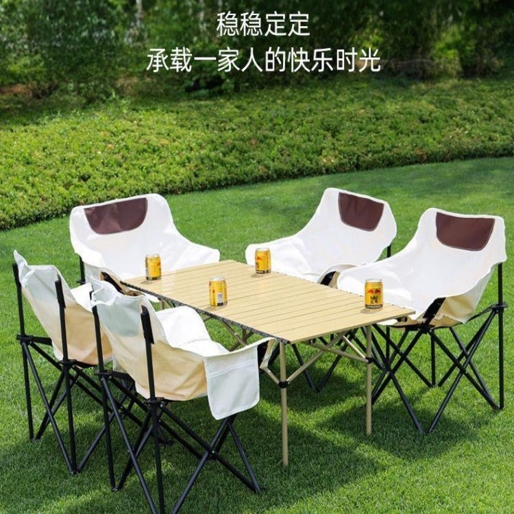 Camping Table and Chair Set Egg Roll Table Folding Chair with Backrest Moon Chair Kermit Chair Table Outdoor Camping