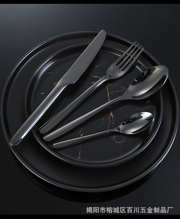 304Stainless Steel Knife Fork Spoon Thickened Tableware Western Hotel High-end Steak Knife Fork Dessert Spoon Set Kunting