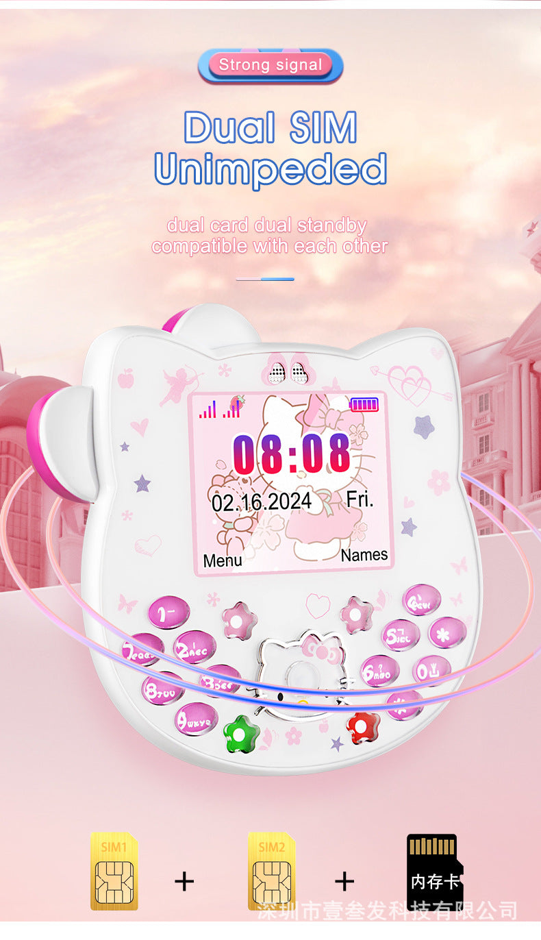 i168Mini Button Straight New Model Mini Hellokitty Small Phone Hot Sale Cartoon Cute