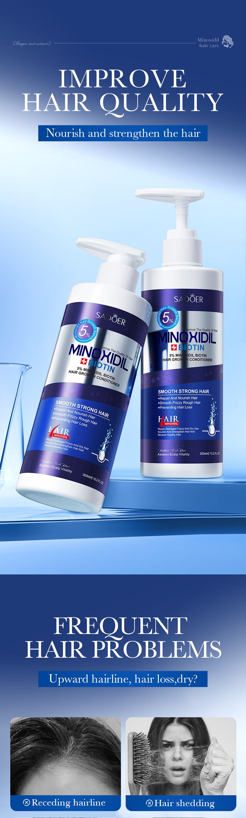 Full English SADOER5%Minoxidil Biotin Hair Growth Conditioner Hair Mask Export